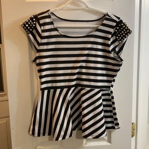 2/$20 Black and White Striped Pendulum Shirt